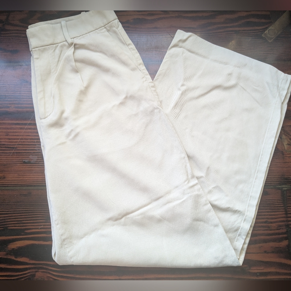 Madewell Linen Blend Wide Leg Trousers Beige Women’s Size 6